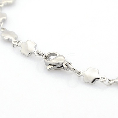 Tarnish Resistant Casual Style 304 Stainless Steel Flower Link Chain Bracelets STAS-O036-04P-1