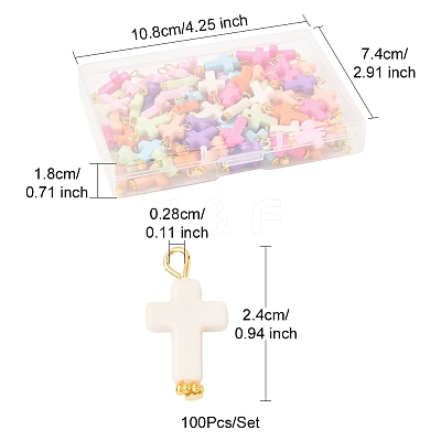 100Pcs Acrylic Pendant PALLOY-FS00039-03-1