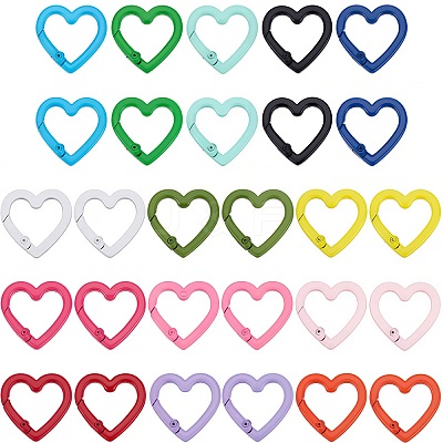28Pcs 14 Colors Zinc Alloy Spring Gate Rings FIND-SP0002-61-1
