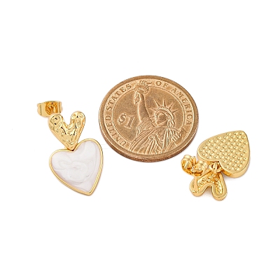 Rack Plating Heart Brass Stud Earrings for Women EJEW-C125-26G-01-1