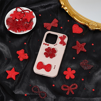 224Pcs 14 Styles Resin Rhinestone Iron on/Sew on Cloth Patches PATC-OC0001-03-1