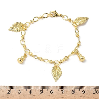 Leaf & Gourd Brass Charm Bracelets BJEW-K248-03G-1