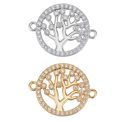 12Pcs 2 Colors Brass Micro Pave Cubic Zirconia Links ZIRC-BBC0003-36-1