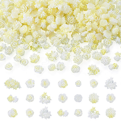 200Pcs Flower & Butterfly Resin Cabochons CRES-TA0001-89D-1