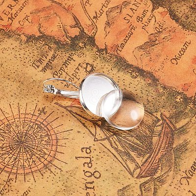 Clear Domed Glass Cabochon Cover and Brass Lever Back Earring Settings for DIY DIY-PH0001-60S-1