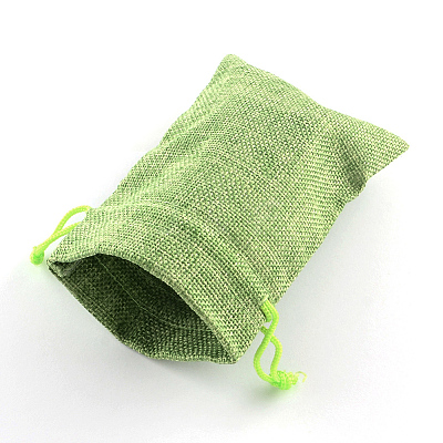 Polyester Imitation Burlap Packing Pouches Drawstring Bags LS-ABAG-R005-9x7-02-1