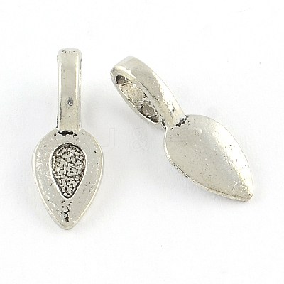 Tibetan Style Alloy Glue-on Flat Pad Bails TIBEP-Q048-006-LF-1