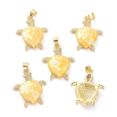 Real 18K Gold Plated Brass Micro Pave Clear Cubic Zirconia Pendants KK-D004-05G-M01-1