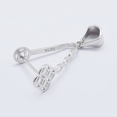 Anti-Tarnish Rhodium Plated 925 Sterling Silver Micro Pave Cubic Zirconia Pendant Bails STER-E054-13P-1