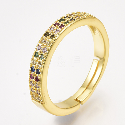 Adjustable Brass Micro Pave Cubic Zirconia Finger Rings RJEW-S044-028-1