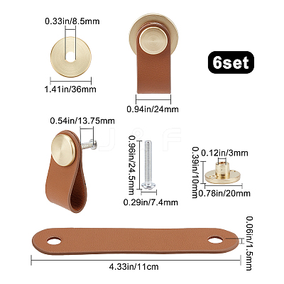 Oval Leather Drawer Handles AJEW-WH0251-72-1