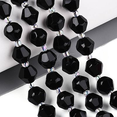 Natural Black Onyx(Dyed & Heated) Beads Strands G-T144-23A-04-1