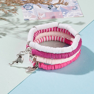4Pcs 4 Styles Polymer Clay Heishi Beads Stretch Bracelets Sets BJEW-JB05904-1