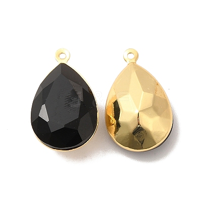 Real 18K Gold Plated Brass with Glass Pendants KK-177-22G-08-1
