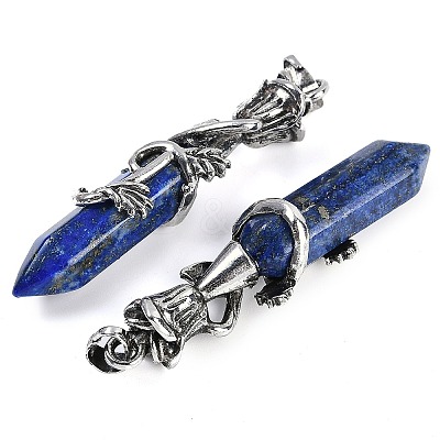 Dyed Natural Lapis Lazuli Faceted Double Termimal Pointed Big Pendants G-P547-03AS-05A-1