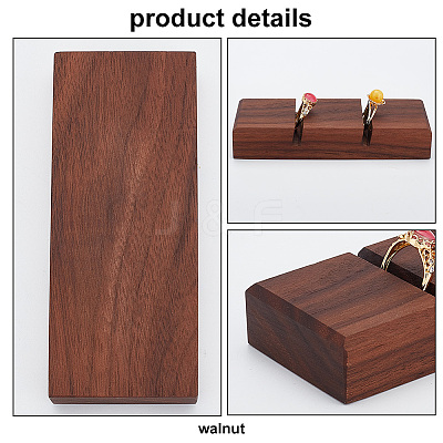 2-Slot Walnut Wood Ring Displays RDIS-WH0001-32A-1