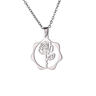 Non-Tarnish 304 Stainless Steel Pendant Necklaces PW-WG57218-10-1