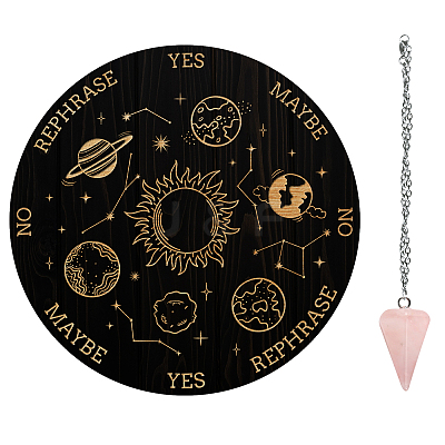 AHADEMAKER 1Pc Cone/Spike/Pendulum Natural Rose Quartz Stone Pendants DIY-GA0004-36G-1