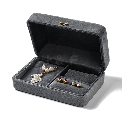 Rectangle Iron Covered with Velvet Jewelry Set Storage Boxes CON-K002-07B-1