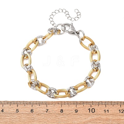 8MM Duo Tone 304 Stainless Oval Link Chain Bracelets SA-CBA725A-27GP-1