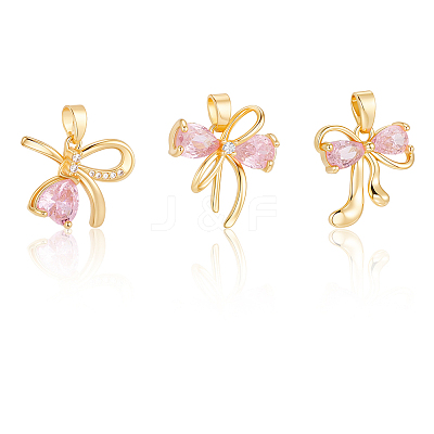 12Pcs 3 Style Brass Micro Pave Cubic Zirconia Pendants KK-BBC0019-52-1