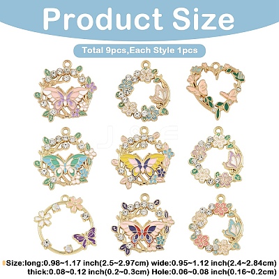 9Pcs 9 Styles Rack Plating Alloy Enamel Pendants FIND-YW0010-66-1