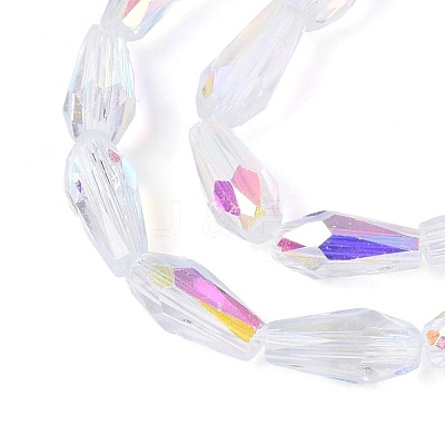 AB Color Plated Transparent Glass Teardrop Beads Strands LS-EGLA-T029-08A-1