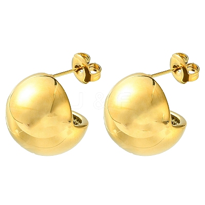Ion Plating(IP) 304 Stainless Steel Round Stud Earrings EJEW-Z038-10G-1