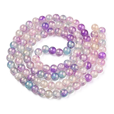 Baking Paint Crackle Glass Bead Strands DGLA-R053-05J-1