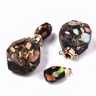 Assembled Synthetic Bronzite and Imperial Jasper Openable Perfume Bottle Pendants G-S366-060D-1