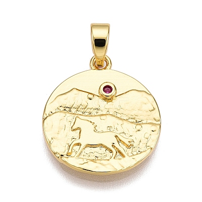 Brass Micro Pave Cubic Zirconia Pendants KK-T070-37G-1