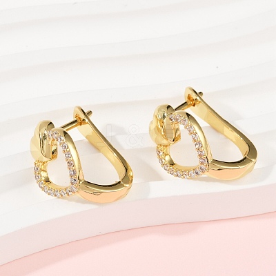 Brass Micro Pave Clear Cubic Zirconia Clip-on Earrings EJEW-F895-22B-G-1