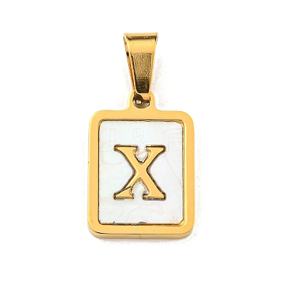 PVD Vacuum Plating 304 Stainless Steel Pave Natural White Shell Pendants STAS-S130-03G-X-1