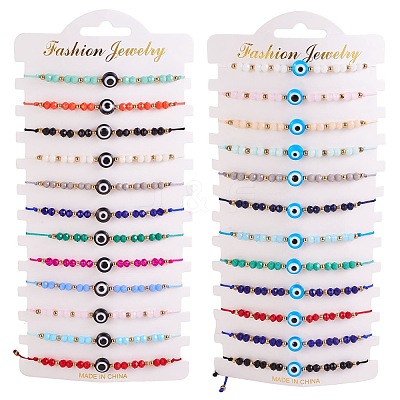 Adjustable Waxed Cord Braided Bead Bracelets BJEW-SZC0001-03B-1
