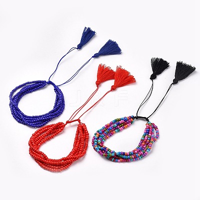 Adjustable Glass Seed Beads Braided Bead Bracelets BJEW-JB04777-1