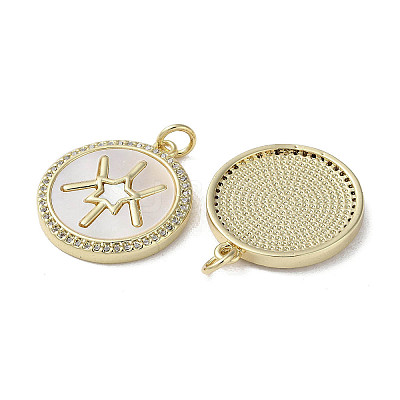 Brass Micro Pave Cubic Zirconia Pendants KK-G485-17F-G-1