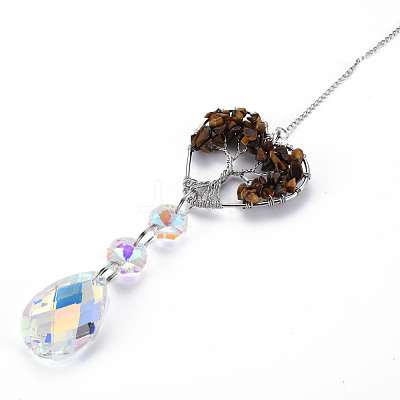 Natural Tiger Eye Big Pendants G-N333-008D-1