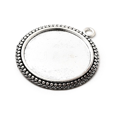 Flat Round Tibetan Style Pendant Cabochon Settings TIBE-C067-01AS-NR-1