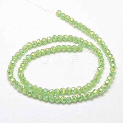 Faceted(32 Facets) Round Full Rainbow Plated Imitation Jade Electroplate Glass Beads Strands EGLA-J130-FR08-1