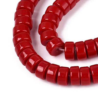 Opaque Solid Color Glass Beads Strands GLAA-N026-4x8mm-06-1