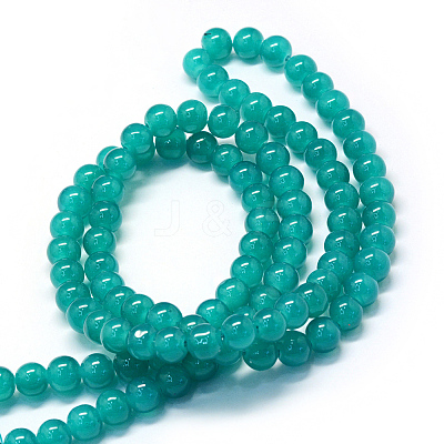 Baking Paint Imitation Jade Glass Round Bead Strands X-DGLA-Q021-10mm-07-1