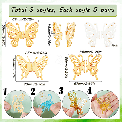 15Pcs 3 Styles Hollow Butterfly Acrylic Mirror Effect Cake Toppers DIY-SC0024-81A-1