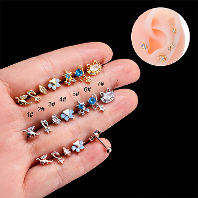 316L Stainless Steel Cubic Zirconia Cartilage Earrings for Women WGF6ABA-02-1