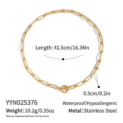 Minimalist 5mm 304 Stainless Steel Paperclip Chain OT Necklaces for Women DI6233-1-1