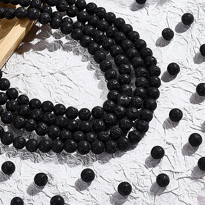 5 Strands Natural Lava Rock Round Beads Strands G-LT0001-02A-02-1