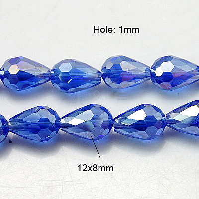 Electroplate Glass Beads Strands EGLA-D015-12x8mm-12-1