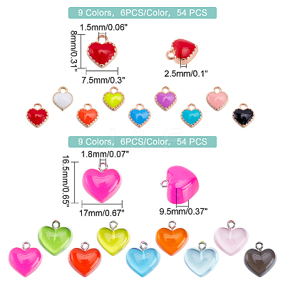 108Pcs 18 Style Heart Charm Kit for DIY Jewelry Making DIY-PH0005-53-1