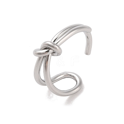 Non-Tarnish Simple Knotted 304 Stainless Steel Open Cuff Ring for Women Men RJEW-Z038-04P-1