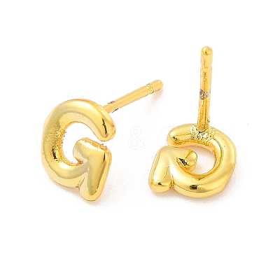 Brass Hollow Out Initial Letter Stud Earrings EJEW-A044-01G-G-1