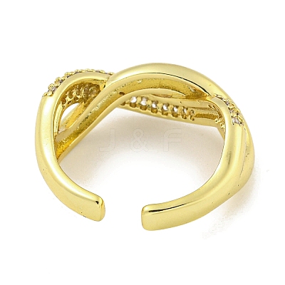 Rack Plating Brass Micro Pave Cubic Zirconia Open Cuff Rings RJEW-I104-18G-1
